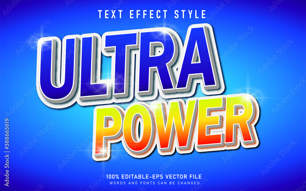 ultra power text effect style, alphabet typography typeface with blue concept, fresh soap wash text effect for poster, banner, package, product, advertising, label.