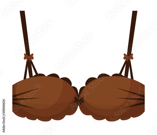 Padded bra. Woman bra with medium padded cup for fine shaping and nipple coverage, wired for support and shaping isolated on white background. Underwear vector illustration