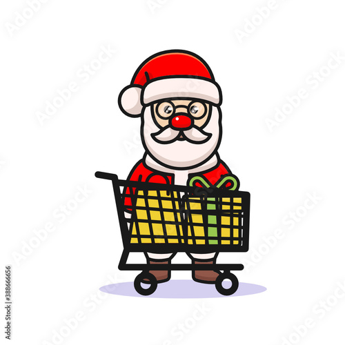 Cute Santa with shopping gift for Christmas © Guavanaboy