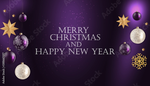 Holiday New Year and Merry Christmas Background. Vector Illustration