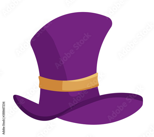 Purple cylinder hat headdress isolated on white background