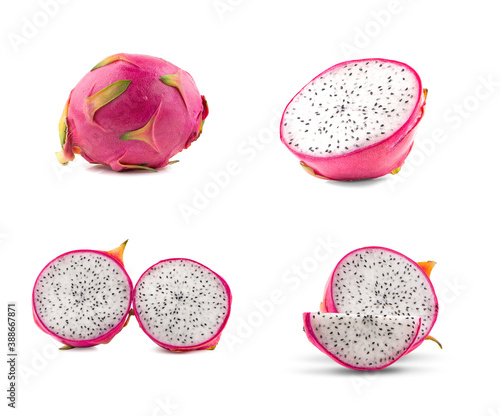 Dragon fruit, pitaya an isolated on white background with clipping path