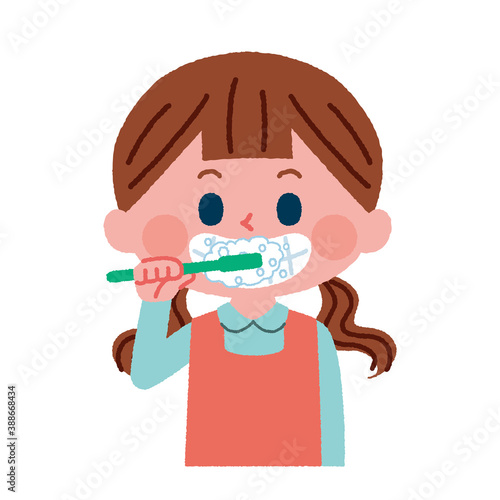歯みがきをする女の子のイラスト