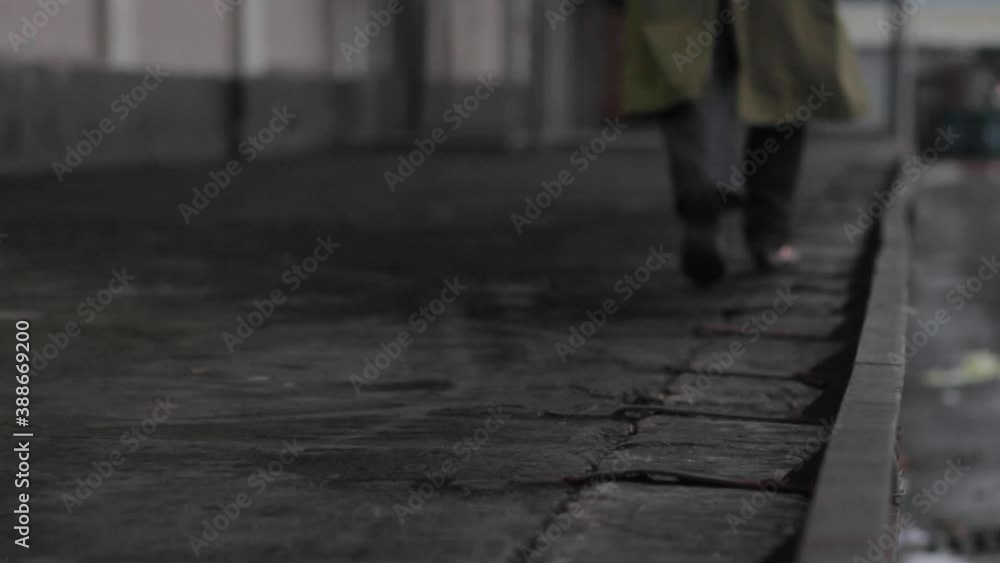 Walking along the dock at night cU on shoes Walking along the dock at night cU on shoes