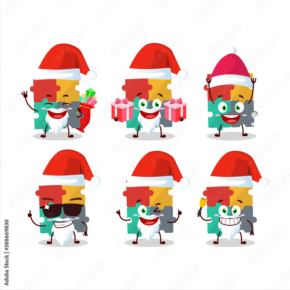 Santa Claus emoticons with puzzle cartoon character