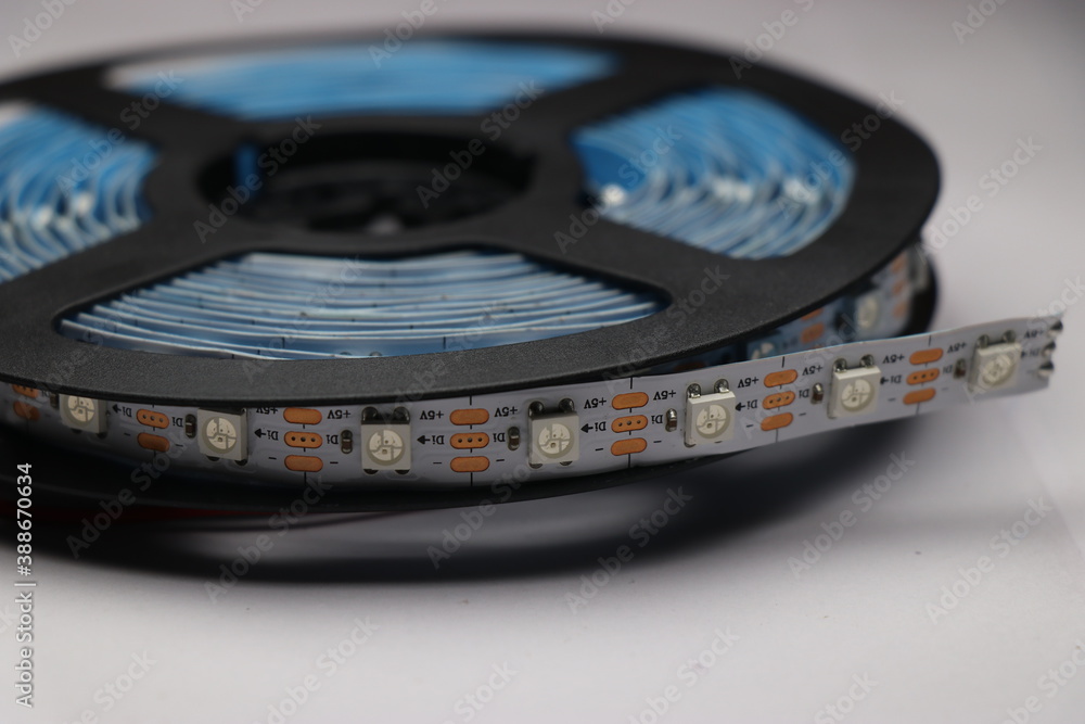 WS2812B Led strip light. Reel of LED strip lights which is addressable