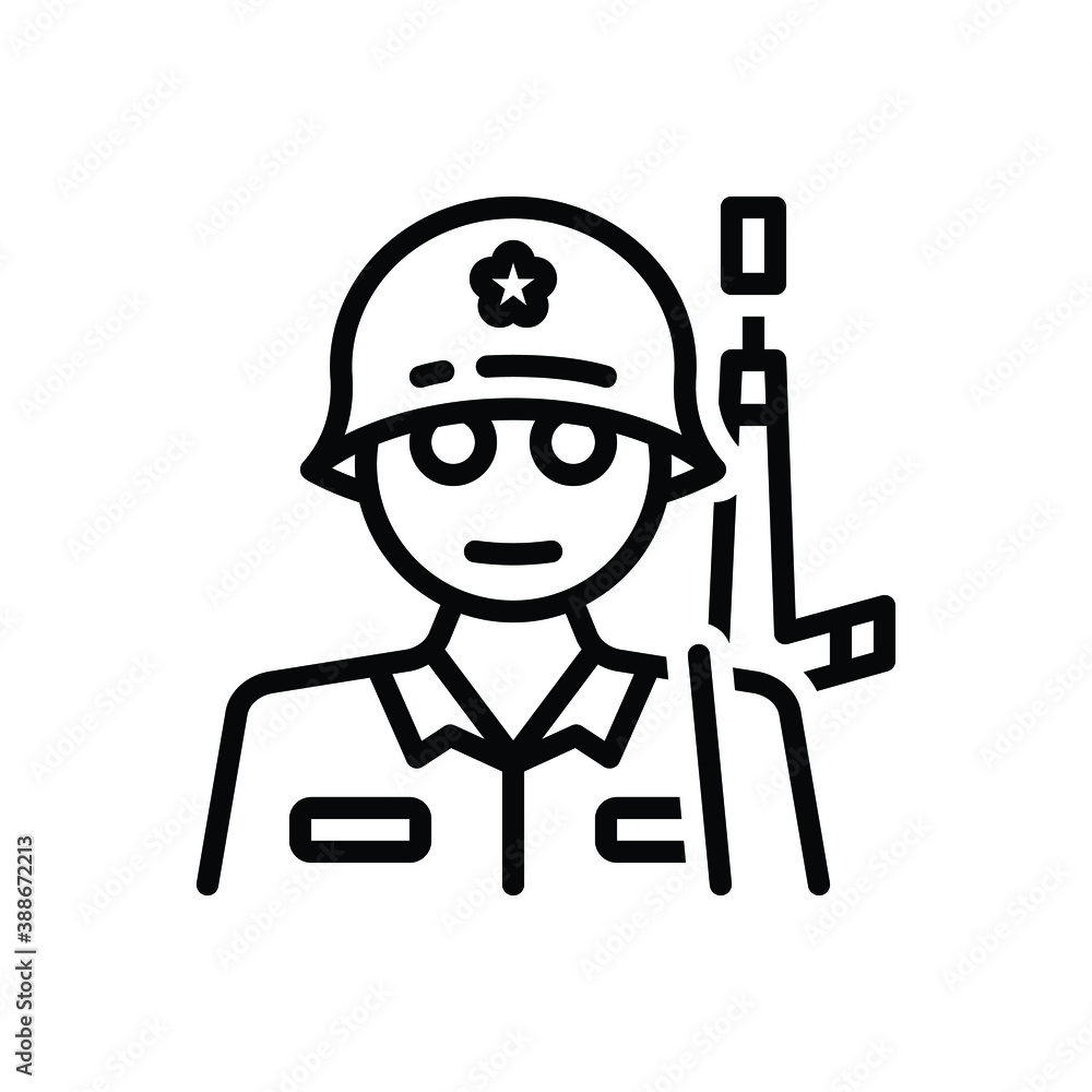Black line icon for soldier
