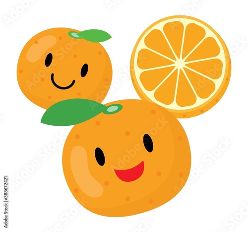 2つの可愛いみかんのキャラクター