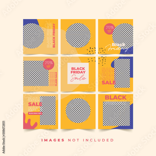 Black Friday Social Media Puzzle Template For Product Discount And Promotion with Trendy Colorful Style