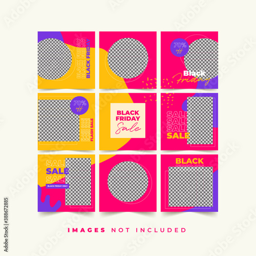 Black Friday Social Media Puzzle Template For Product Discount And Promotion with Trendy Colorful Style
