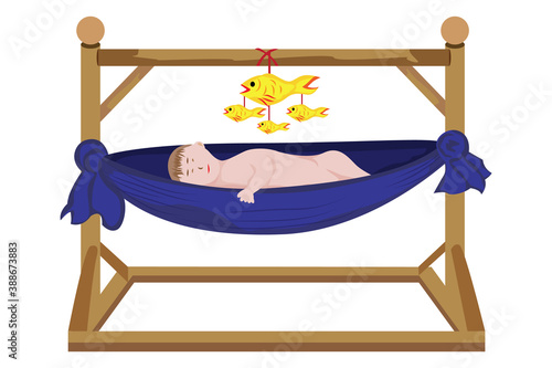 one baby sleeping in cradle vector design
