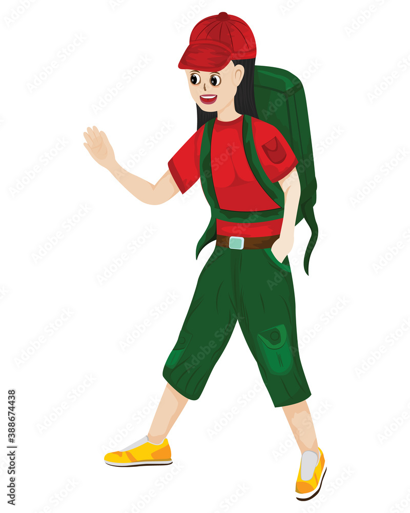young woman with green bag on white background vector design young woman with green bag on white background vector design