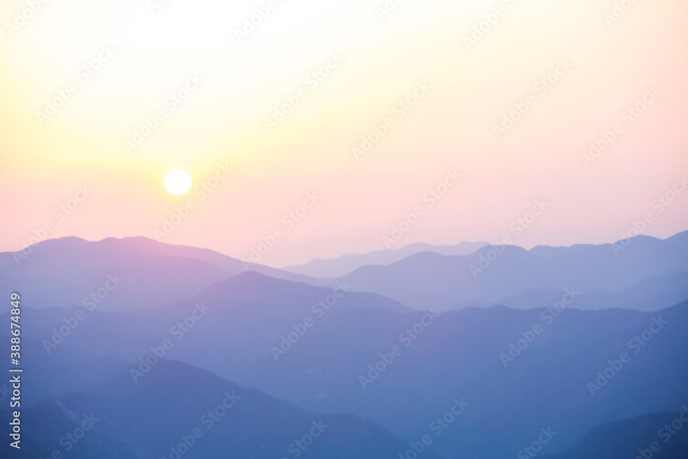 Fototapeta premium 玉置神社から見た山々の夕景