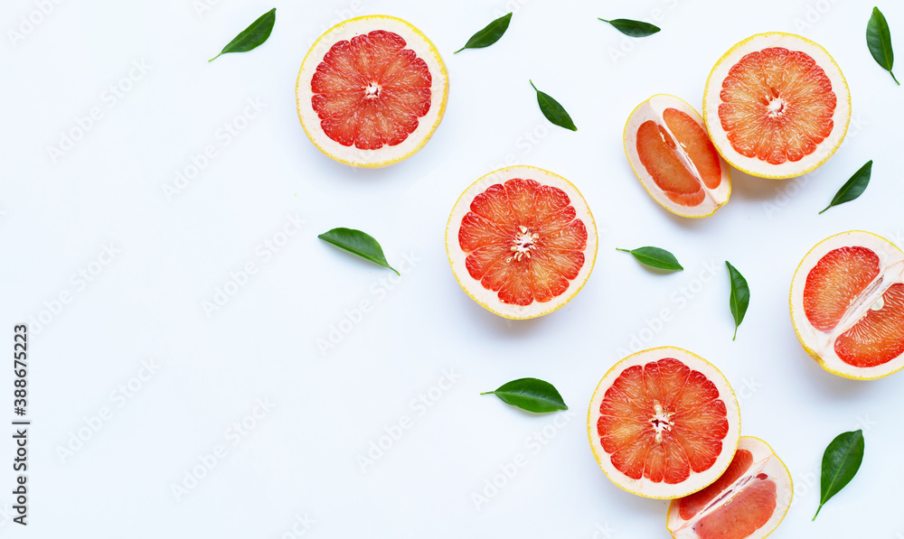 High vitamin C. Juicy grapefruit on white. High vitamin C. Juicy grapefruit on white.