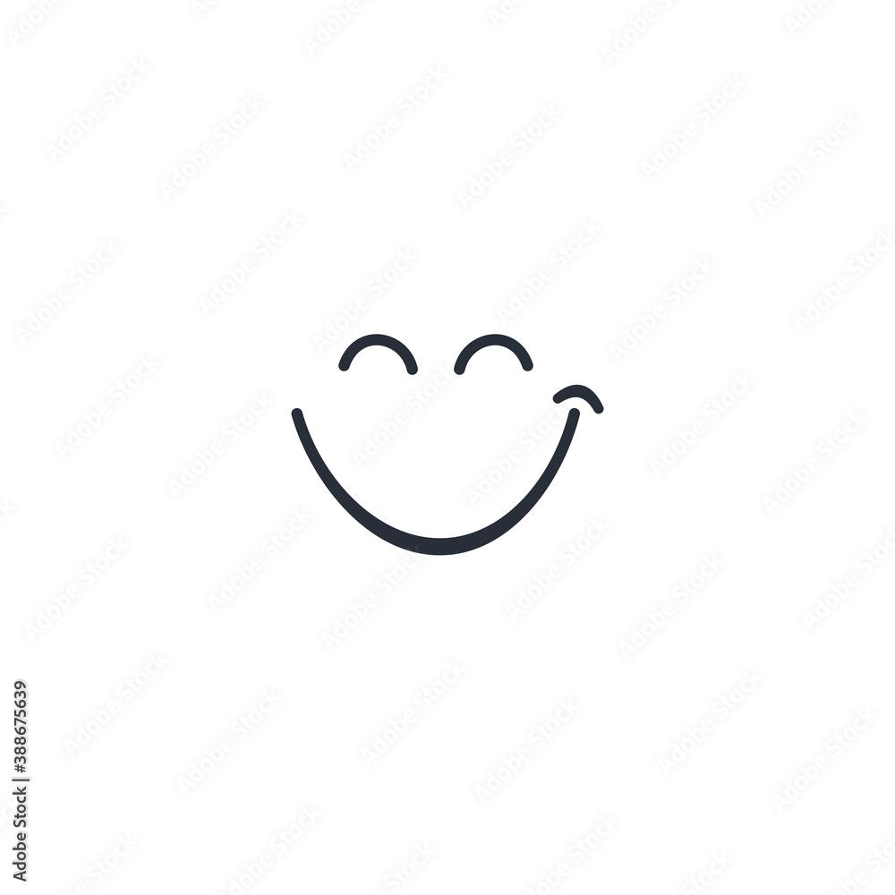 Broad smile. Okay. Vector linear icon isolated on white background. Broad smile. Okay. Vector linear icon isolated on white background.