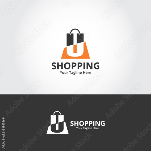 Initial  U Shop Logo designs Template. Illustration vector graphic of  letter and shop bag combination logo design concept. Perfect for Ecommerce,sale, discount or store web element. Company emblem