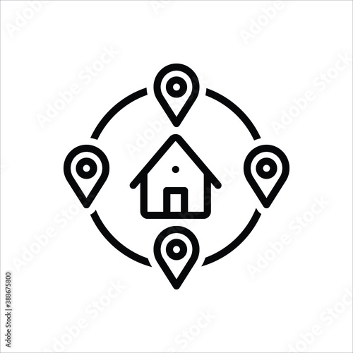 Black line icon for closely