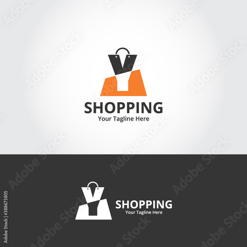Initial  Y Shop Logo designs Template. Illustration vector graphic of  letter and shop bag combination logo design concept. Perfect for Ecommerce,sale, discount or store web element. Company emblem