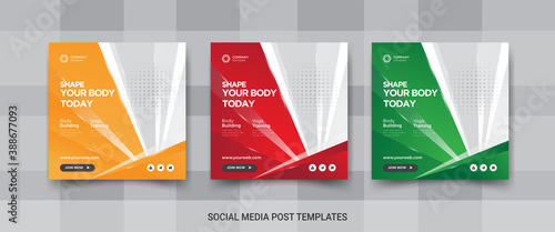 Shape your body today social media square promotional  banner design 