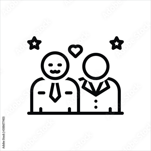 Black line icon for respect
