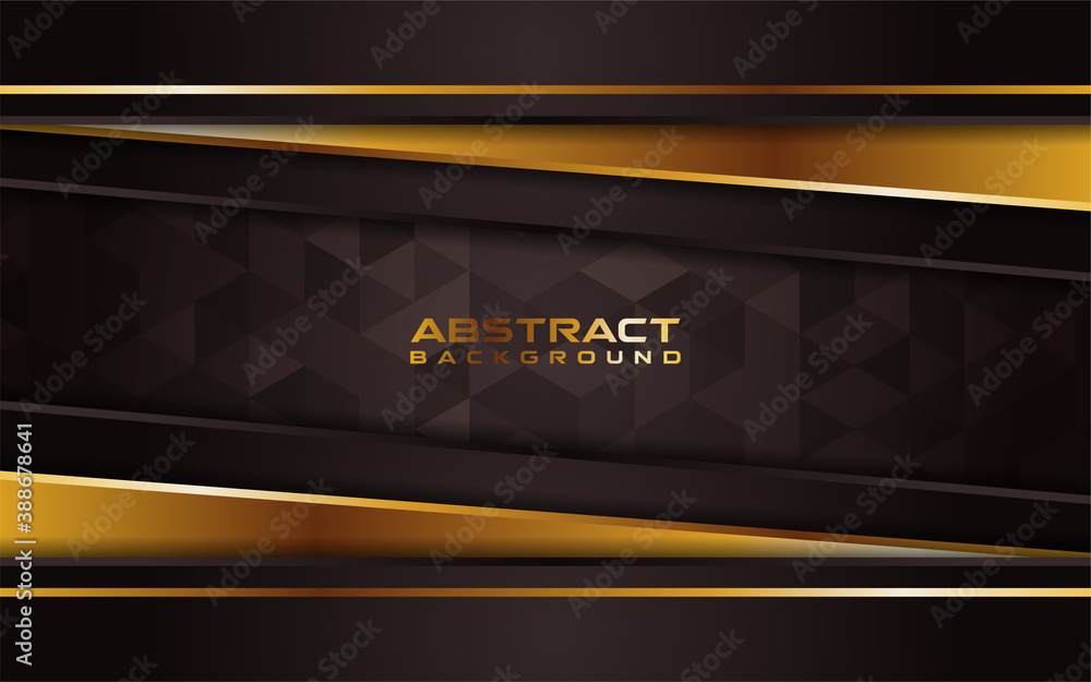 Abstract brown and line gold background with overlap layer Abstract brown and line gold background with overlap layer
