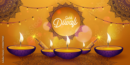 Diwali festival background with candles