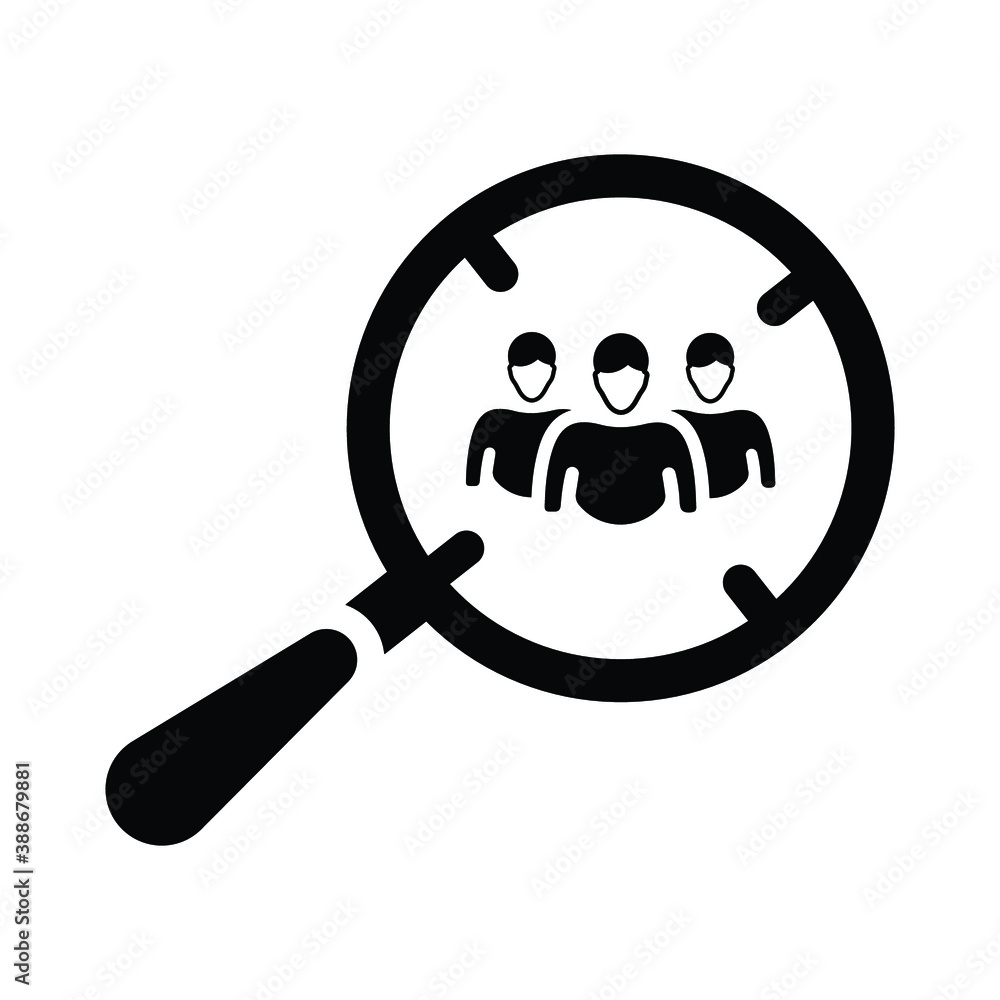 Audience target, magnifier icon. Vector graphics Audience target, magnifier icon. Vector graphics