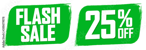 Flash Sale banners design template, 25% off, discount tags, vector illustration