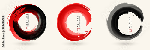 Black and red ink round stroke set