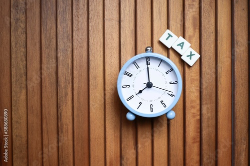 Wallpaper Mural Block letters and alarm clock on wooden table  Torontodigital.ca