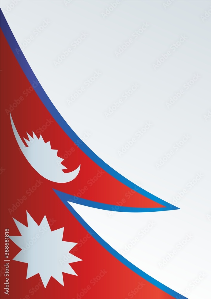 Obraz premium Flag of Nepal, Federal Democratic Republic of Nepal, template for the award, an official document with the flag and the symbol of Nepal