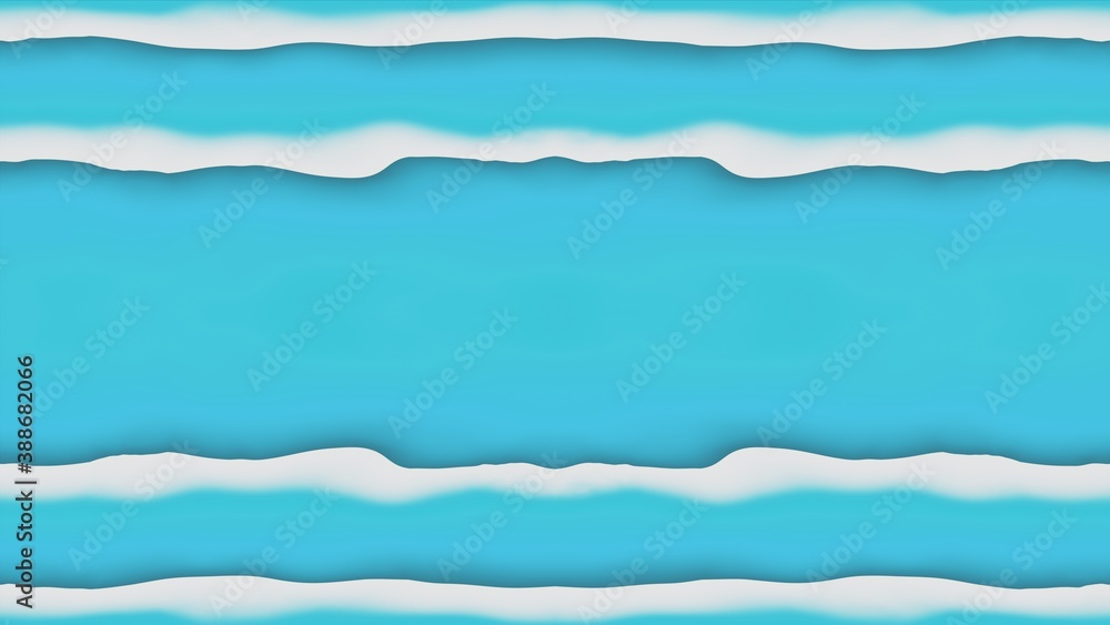 Abstract liquid of marine design, water wave flowing in center view, blue board, natural decoration, seamless 3d rendering.