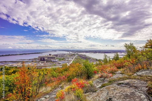 Spectacular view of Duluth Harbor in Autumn taken from Enger Park Overlook