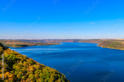 View of the Dniester river in Ukraine at autumn
