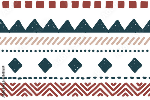 Ethnic vector seamless pattern. Tribal geometric background, boho motif, maya, aztec ornament illustration. rug textile print texture