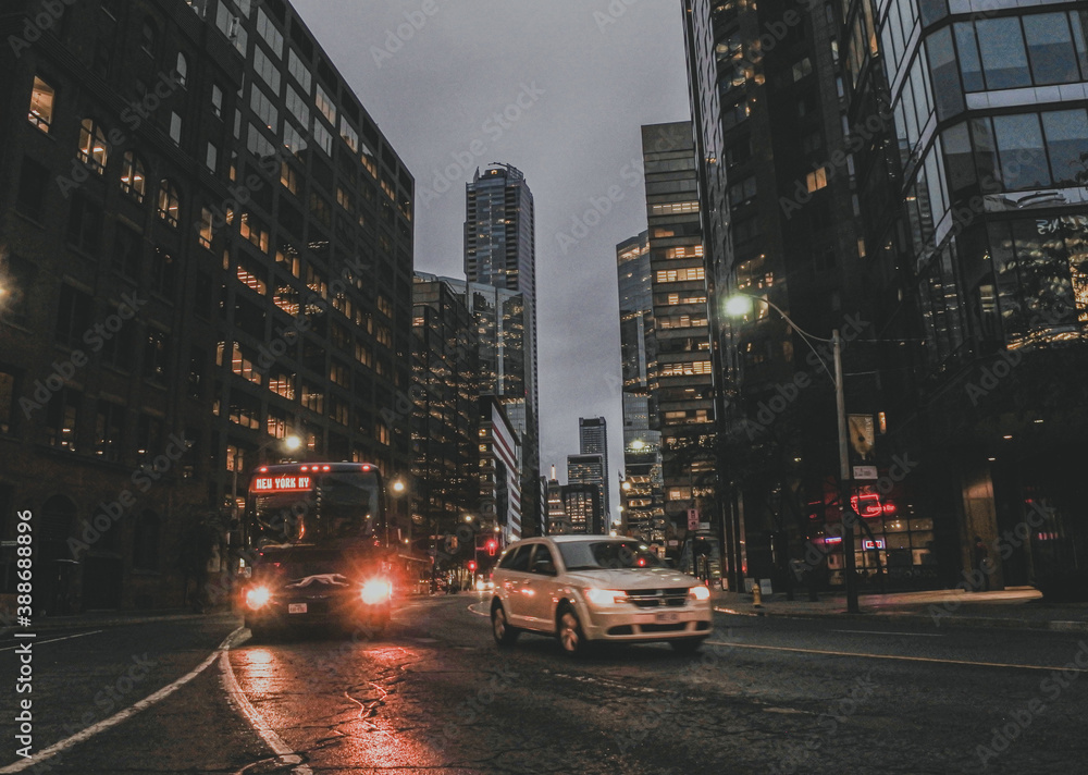 Toronto nigth city traffic
