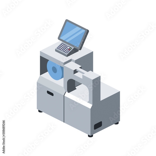 Packers product. Vector 3d isometric, color web icons set, new flat style. Creative illustration, idea for infographics.