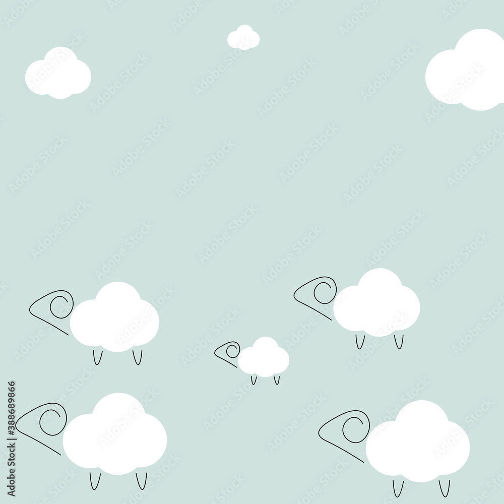 Animal background with lambs and clouds. Vector illustration Animal background with lambs and clouds. Vector illustration