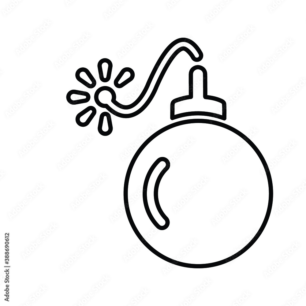 Fototapeta premium Grenade, bomb outline icon. Line art vector graphics