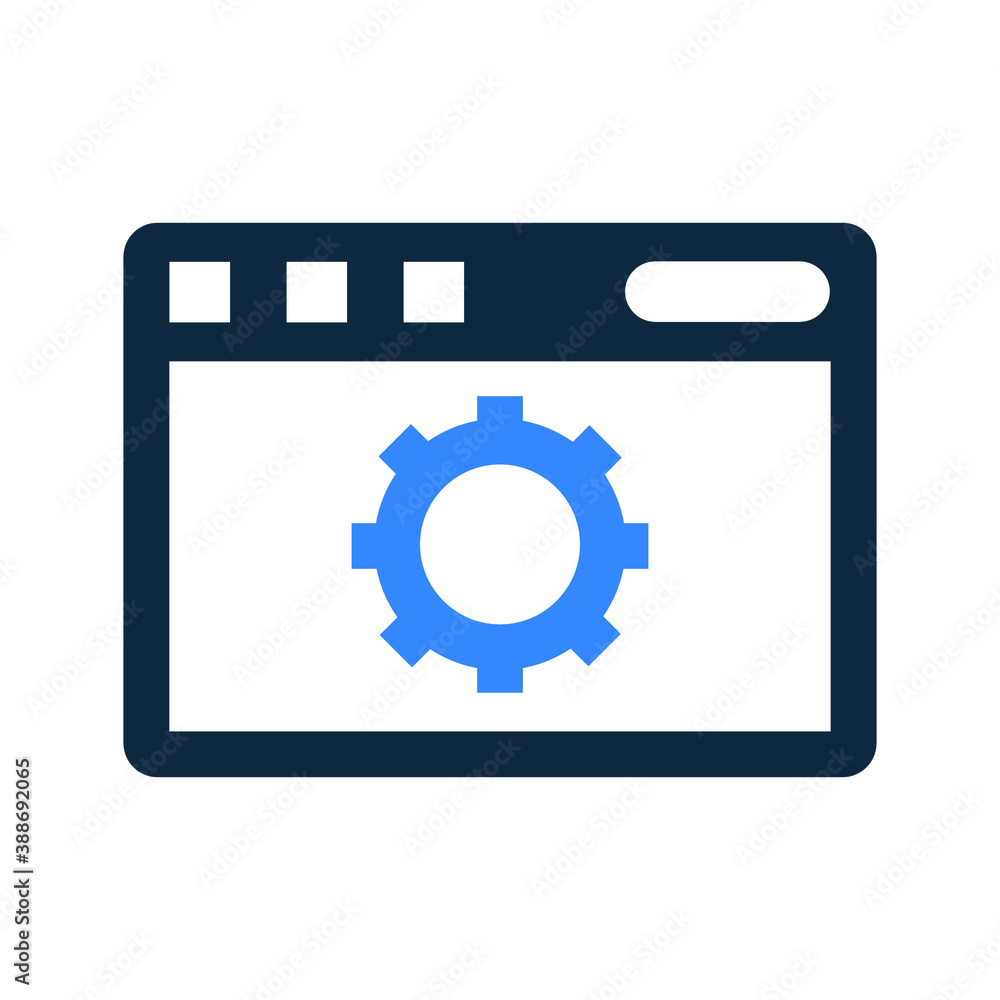 Browser, gear, setting icon. Editable vector isolated on a white background. Browser, gear, setting icon. Editable vector isolated on a white background.