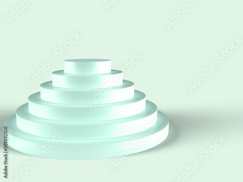 積み上げられた3Dモデルの円柱、円形ステージのイラスト