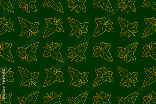Ivy leaf vector pattern - gold and green, (Hedera helix),