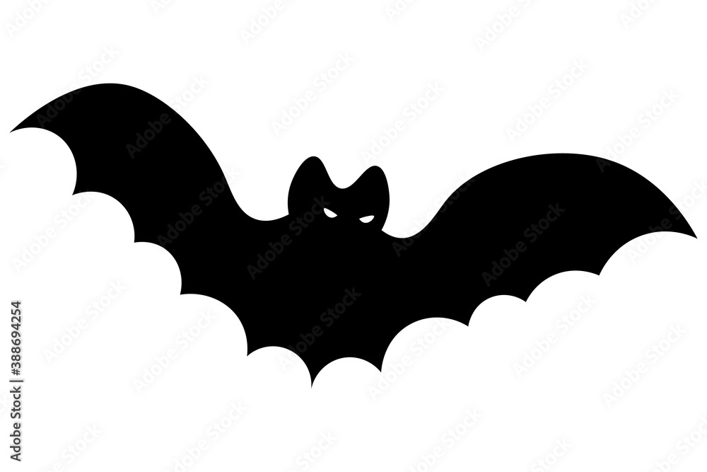 Bat. Silhouette. Halloween symbol. Glowing eyes. Vector illustration. Vampire animal. Isolated white background. Carrier of dangerous infections. Flat style. A blood-sucking mammal. All Saints Day. Bat. Silhouette. Halloween symbol. Glowing eyes. Vector illustration. Vampire animal. Isolated white background. Carrier of dangerous infections. Flat style. A blood-sucking mammal. All Saints Day.