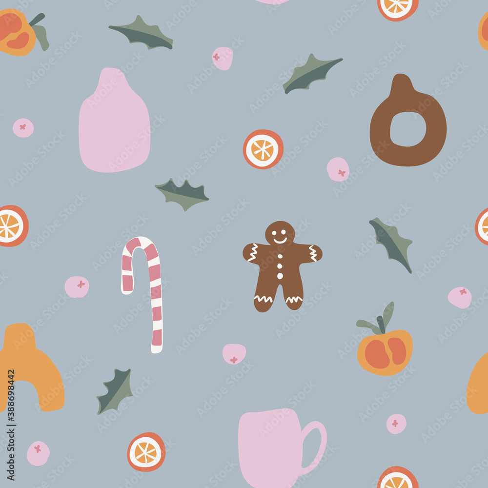 Fototapeta premium Christmas and Happy New Year Vector seamless pattern