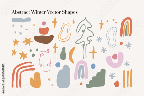 Christmas abstract vector drawing. Mid century modern boho style