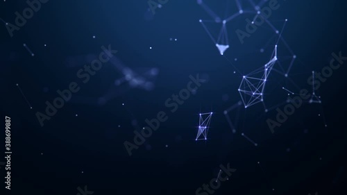 Abstract background. Molecules technology with polygonal shapes, connecting dots and lines. Connection structure. Big data visualization. 