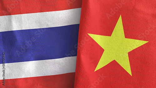 Vietnam and Thailand two flags textile cloth 3D rendering