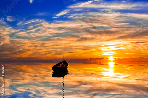 sunset over the lake