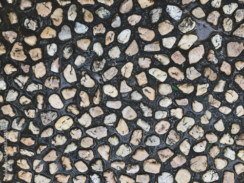 The pebble stone floors and wall  background textures