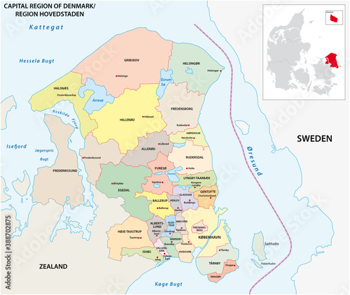 vector administrative map of the Capital Region of Denmark